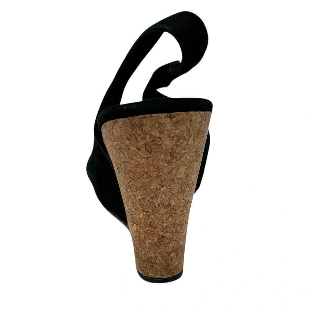 UGG HAZEL BLACK SUEDE & CORK WEDGE HEEL PLATFORM SANDALS